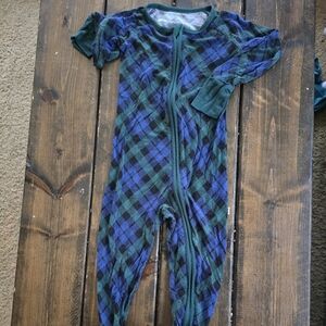 Little Sleepies Plaid Kids One Piece Pajama - Green and Blue
